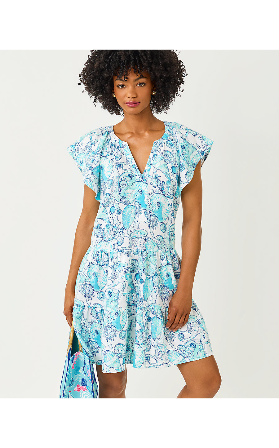 Norella Linen Dress Resort White Shell Shine
