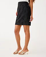 CANDEE JACQUARD SKIRT NOIR EXPLODED FLOWER STRETCH JACQUARD