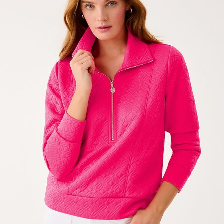 ELENI PULLOVER SUN SHELL PINK BUTTERFLY QUILTED KNIT
