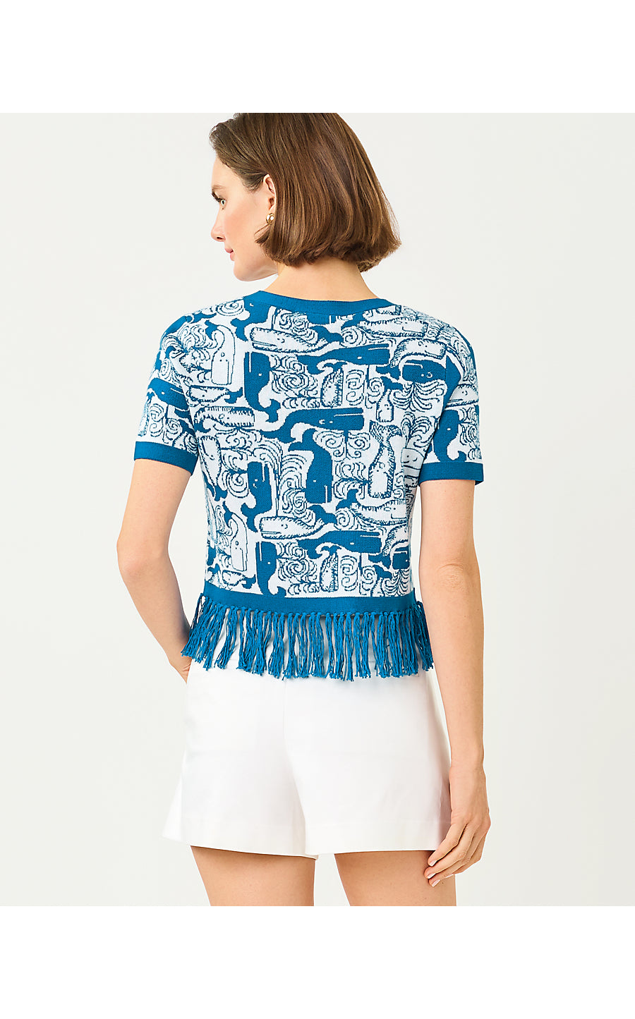 Kendra Sweater Nassau Blue Thar She Blows Jacquard