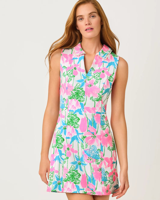 Twila Skirted Romper Resort White Viney Liney