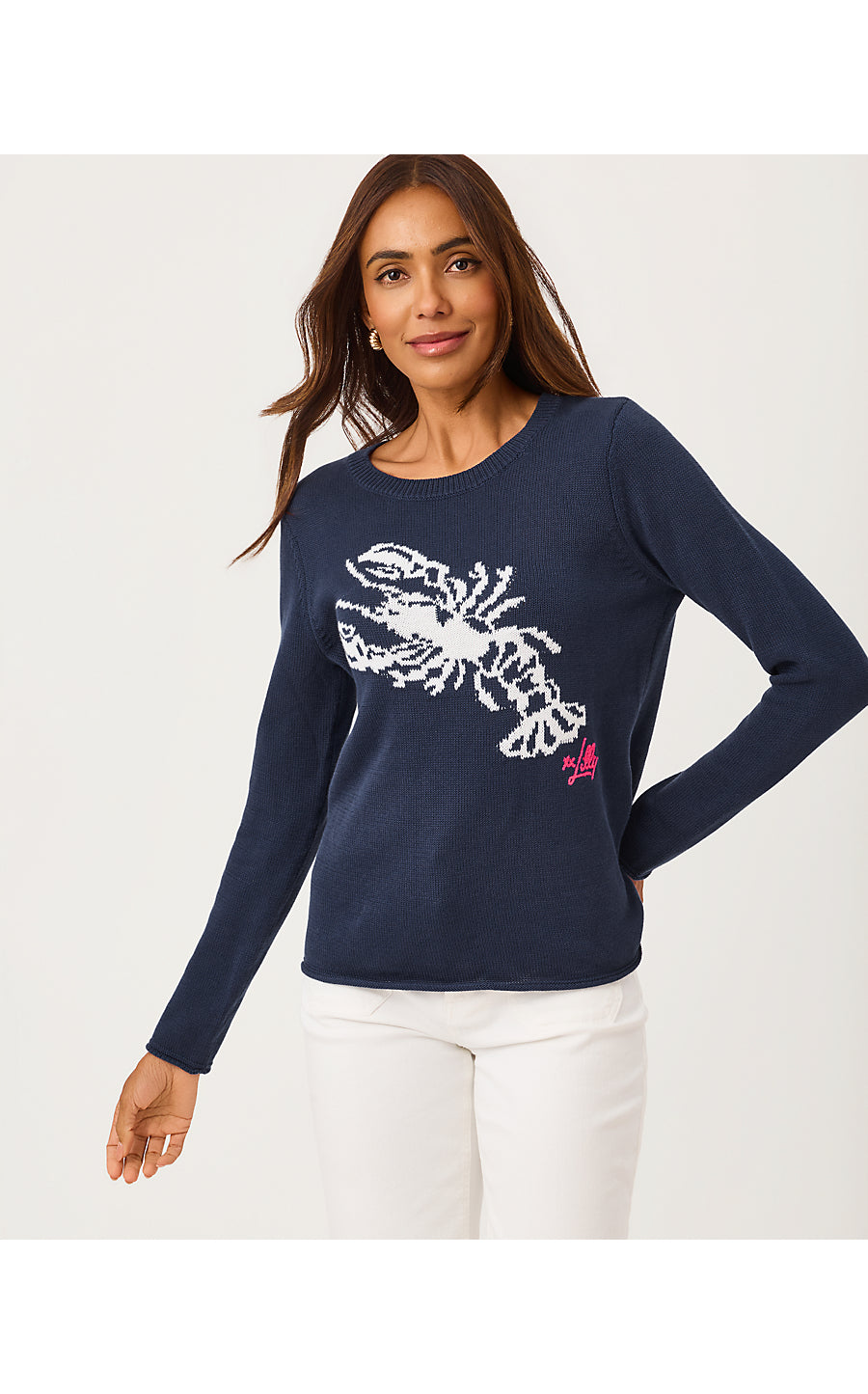 Kellyn Sweater Low Tide Navy Nautical Lobster Jacquard