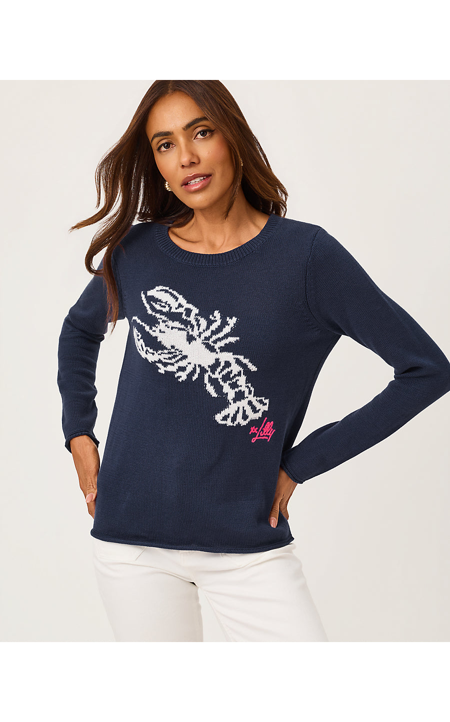 Kellyn Sweater Low Tide Navy Nautical Lobster Jacquard