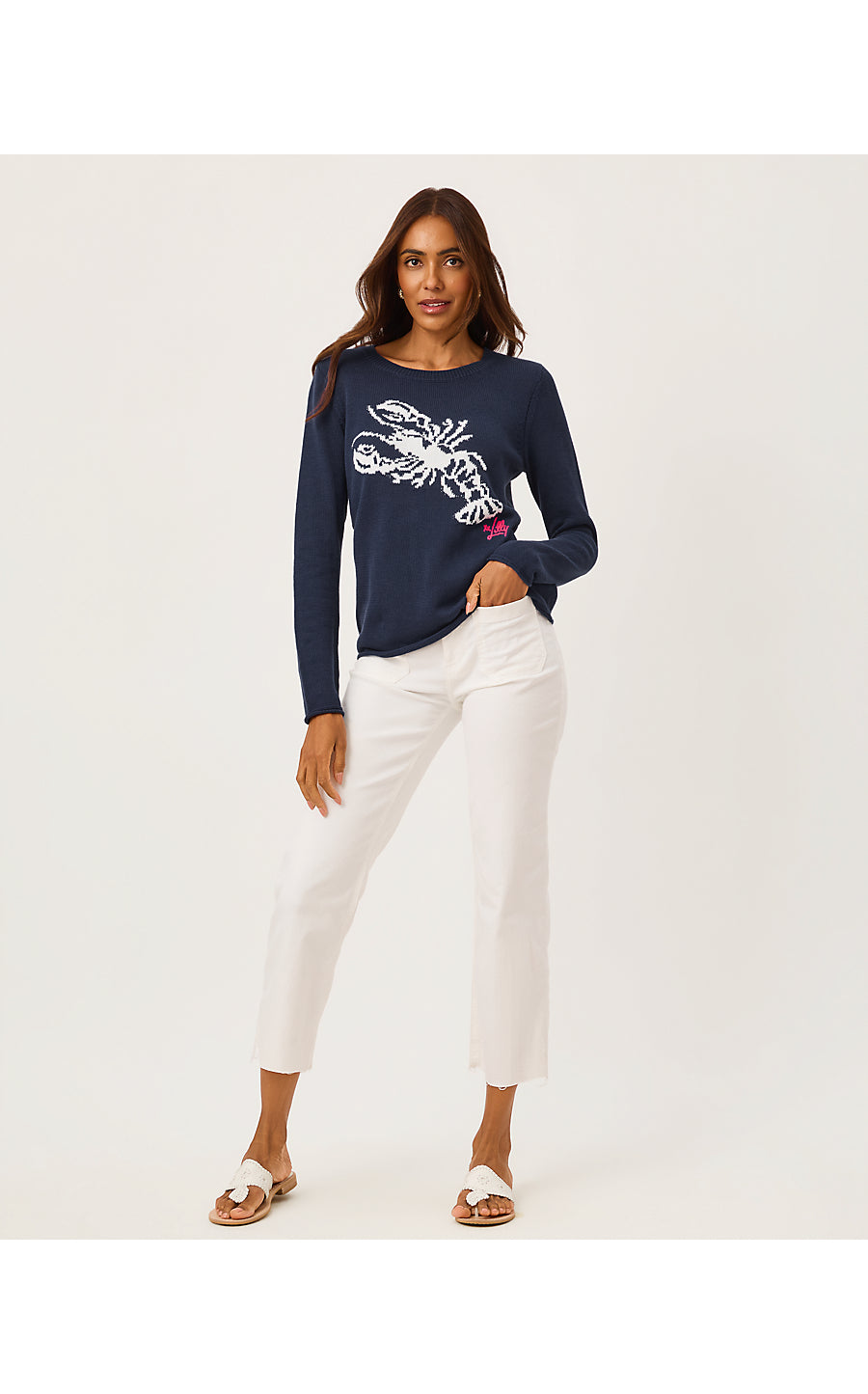 Kellyn Sweater Low Tide Navy Nautical Lobster Jacquard