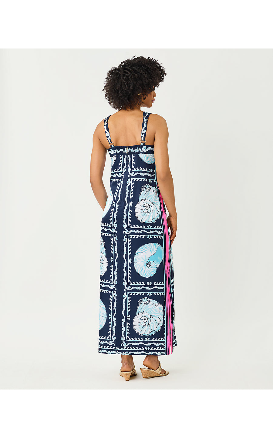 Casandra Maxi Dress Low Tide Navy Shell Shine Engineered