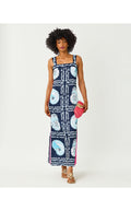 Casandra Maxi Dress Low Tide Navy Shell Shine Engineered