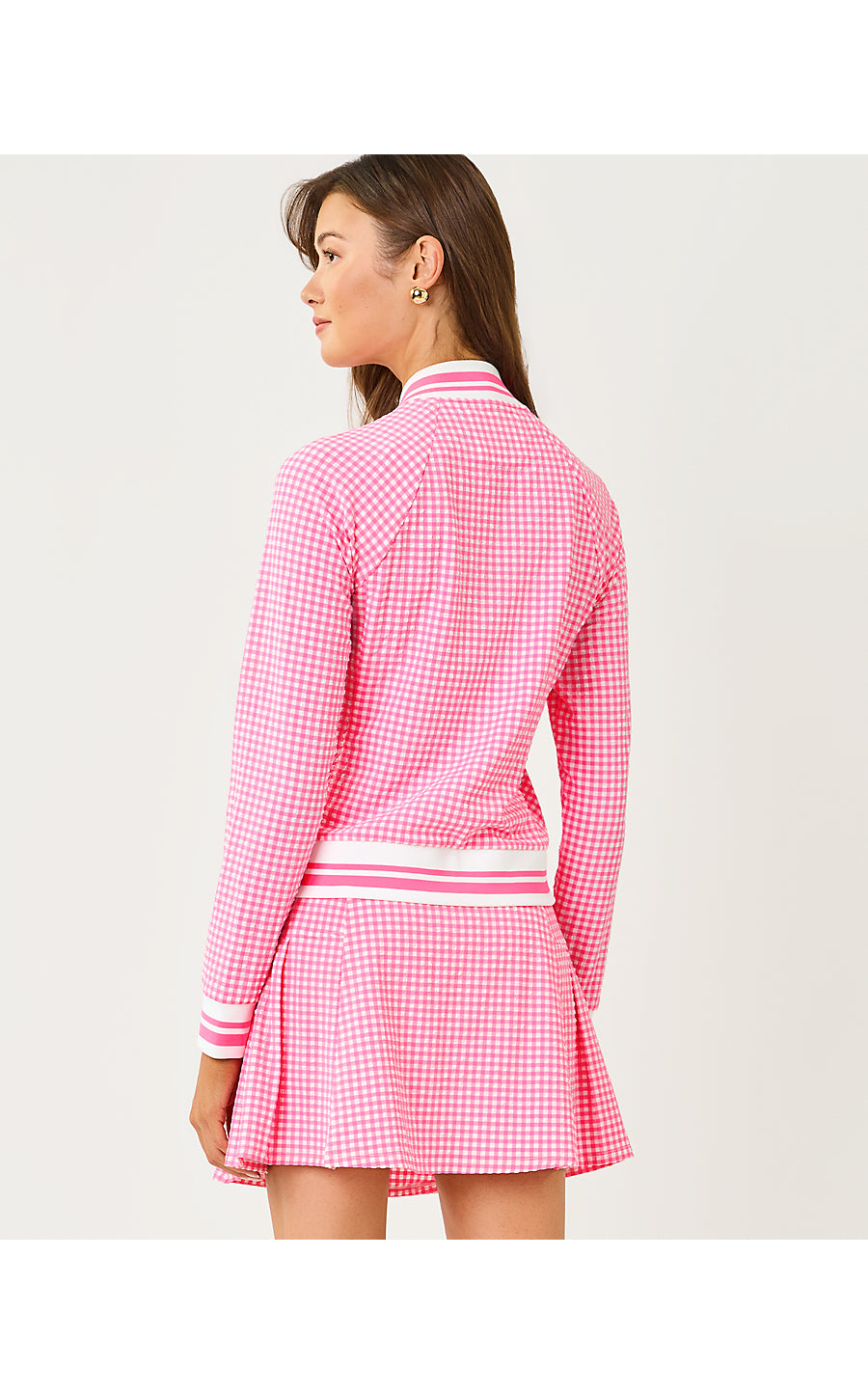 UPF 50+ Jaydea Jacket Cherry Blossom Pink Mini Performance Gingham