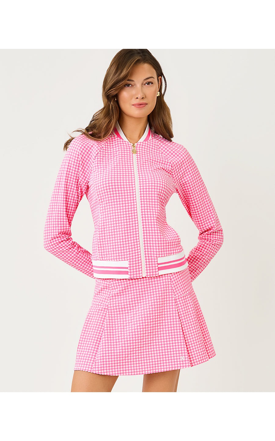 UPF 50+ Huxley Skort Cherry Blossom Pink Mini Performance Gingham