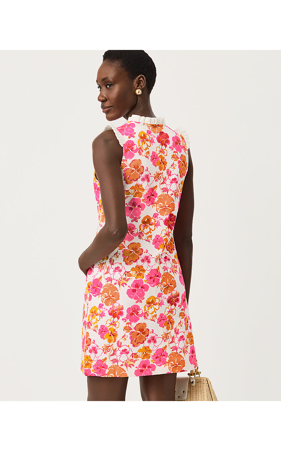 Evangeline Sleeveless Dress Resort White Pansy Fansy