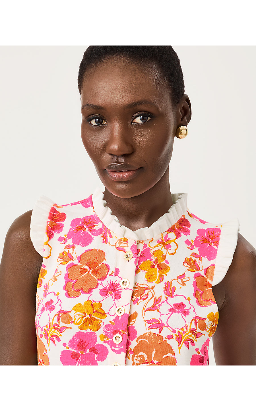 Evangeline Sleeveless Dress Resort White Pansy Fansy