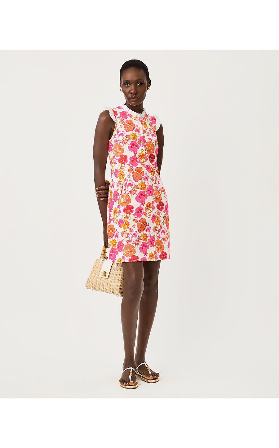 Evangeline Sleeveless Dress Resort White Pansy Fansy