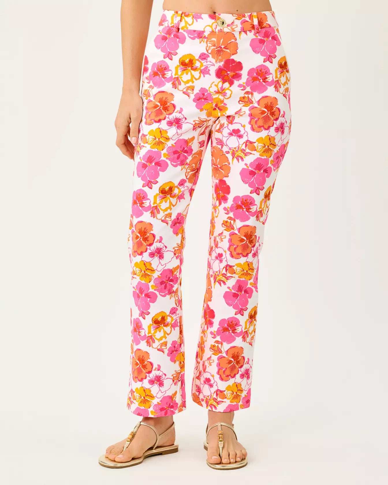 Carwyn High Rise Crop Flare Pant Resort White Pansy Fansy