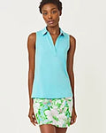 Dune Sleeveless Polo Upf Heathered Capri Blue