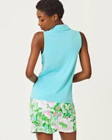 Dune Sleeveless Polo Upf Heathered Capri Blue