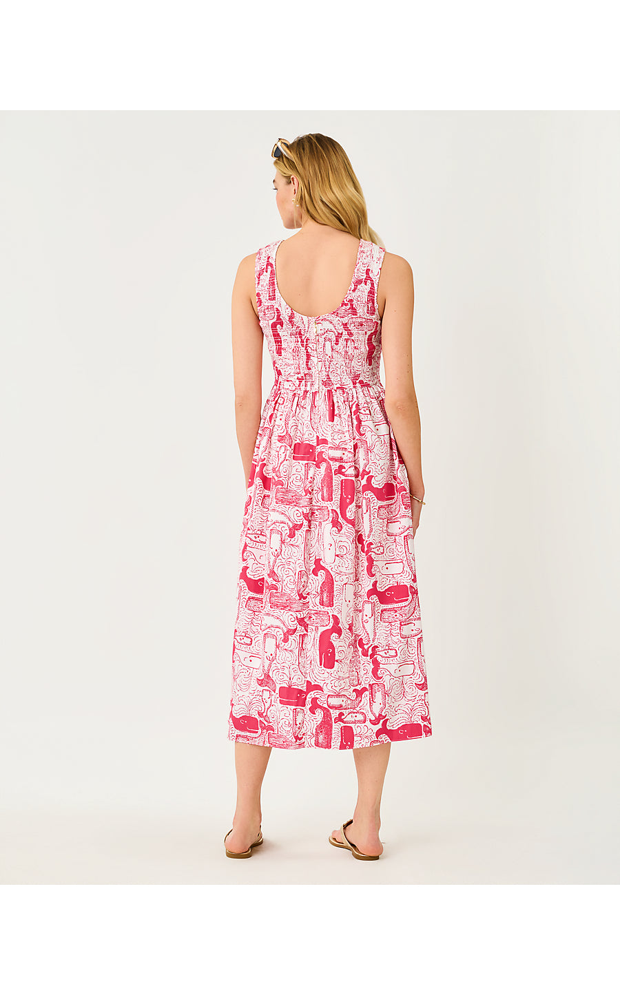 Daisey Smocked Midi Dress Paradise Punch Oversized Thar She Blows