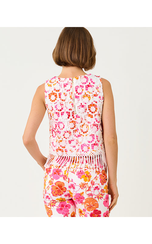 Annaleese Sleeveless Crop Top Resort White Pansy Fansy