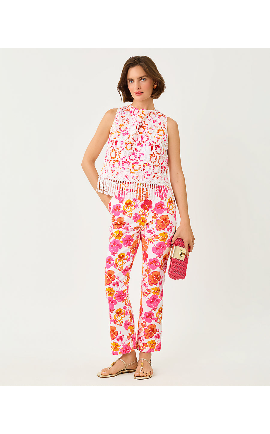 Annaleese Sleeveless Crop Top Resort White Pansy Fansy