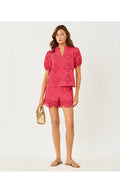 Kilah Eyelet Short Paradise Punch Medallion Petals Scallop Edge Cambric