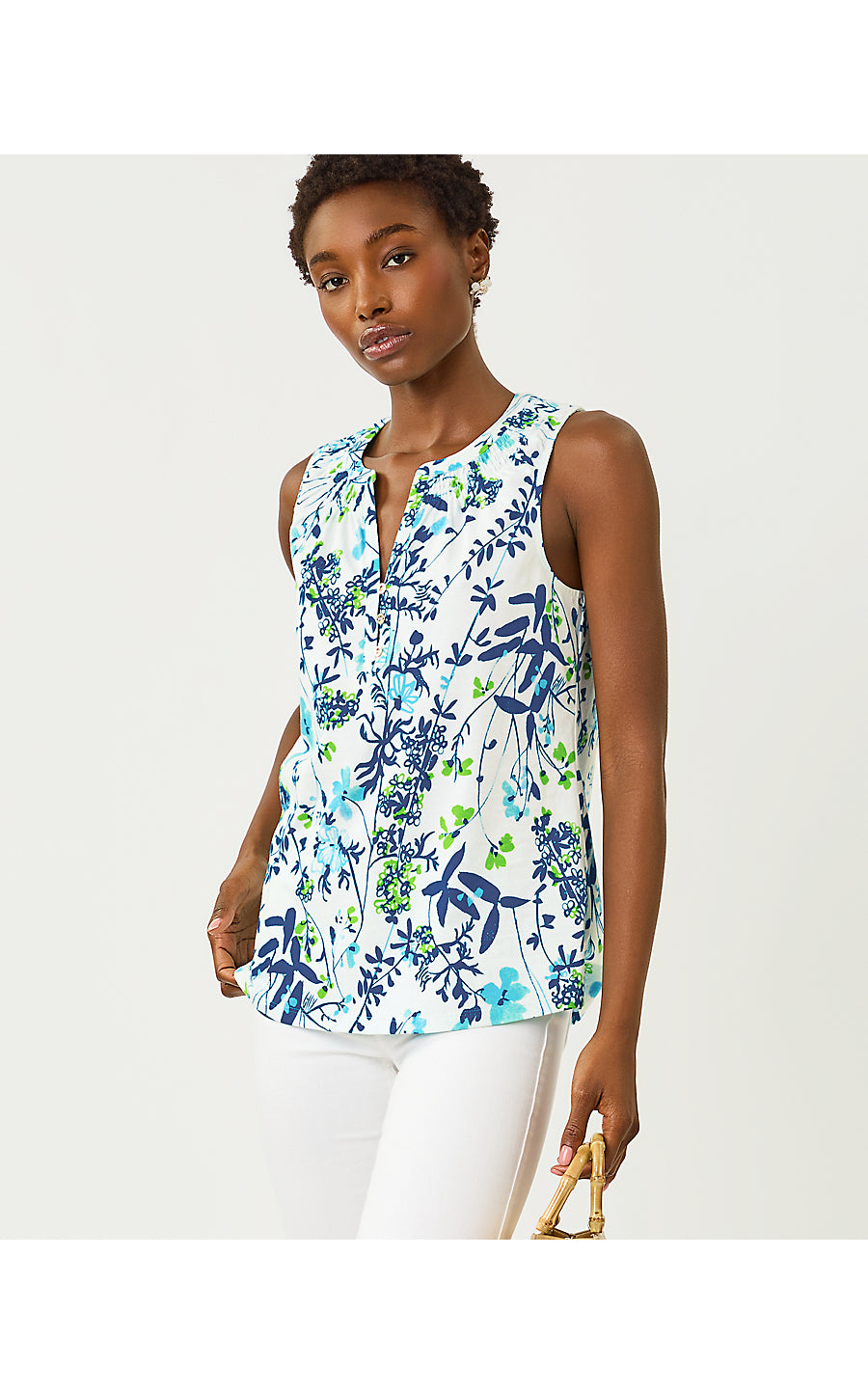 Essie Knit Top Resort White Sea Blooms