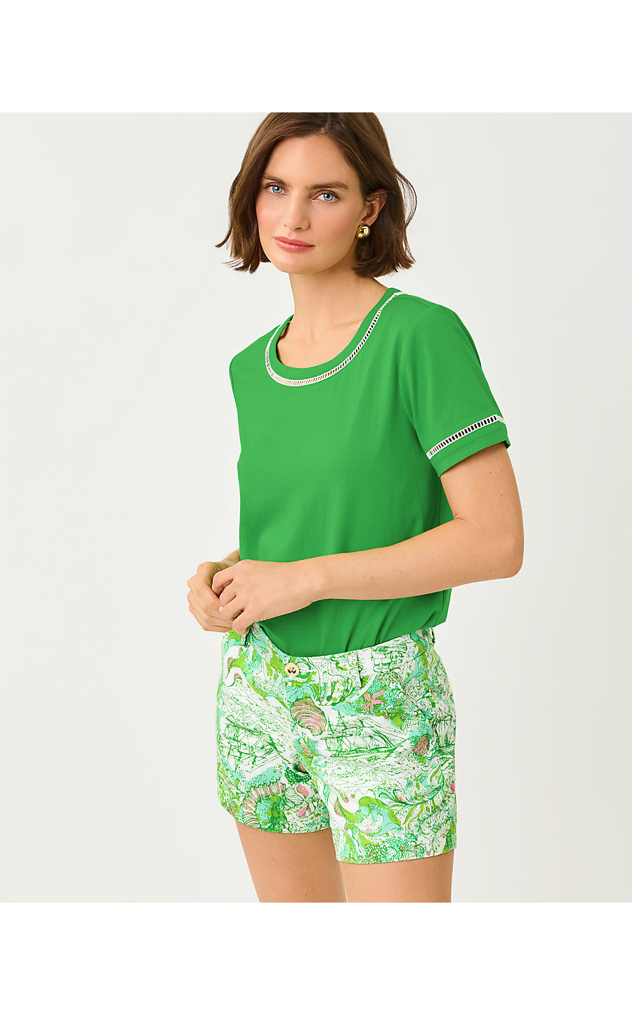 Clairmont Ladder Lace Knit Top Terrace Green