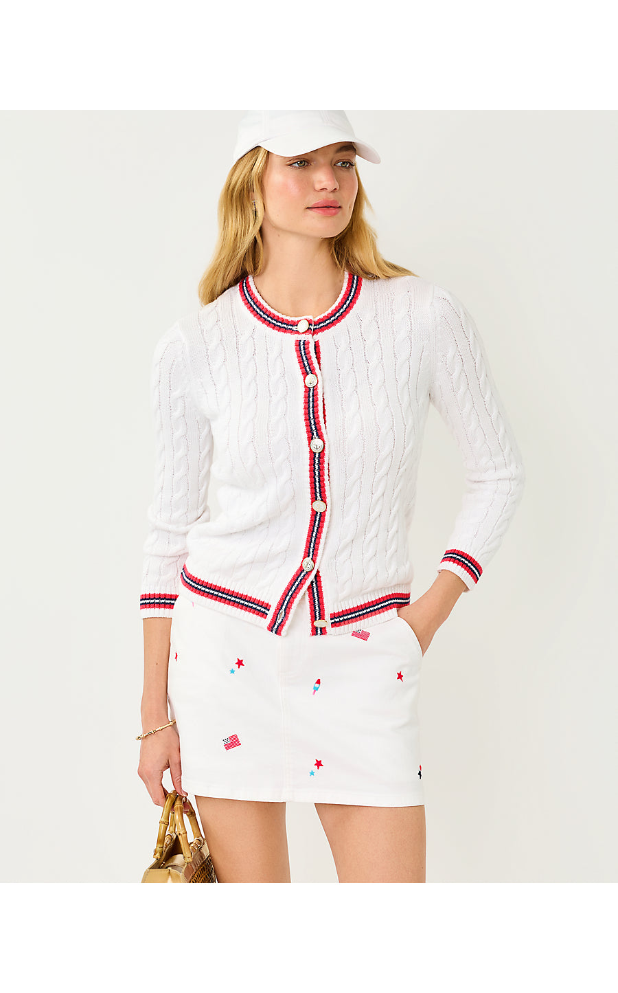 Colette Denim Skort Resort White Its A 250th Celebration Embroidery