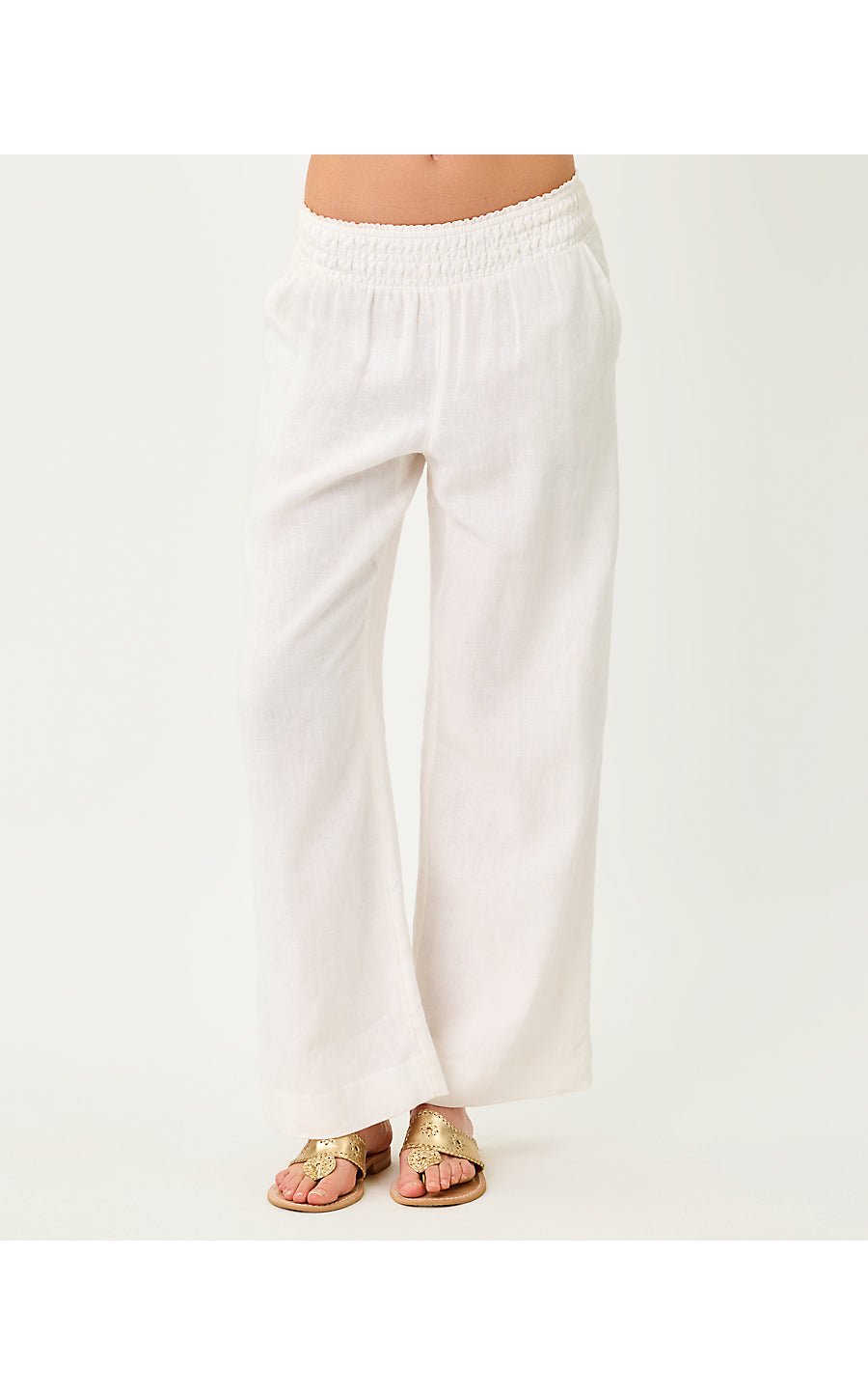 Mirabella Linen Palazzo Pant Resort White