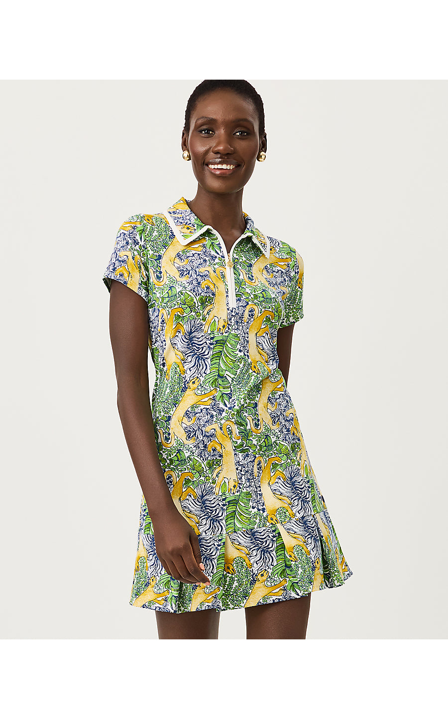 UPF 50+ Cayo Costa Pleated Dress Multi Lil Palm Prowl