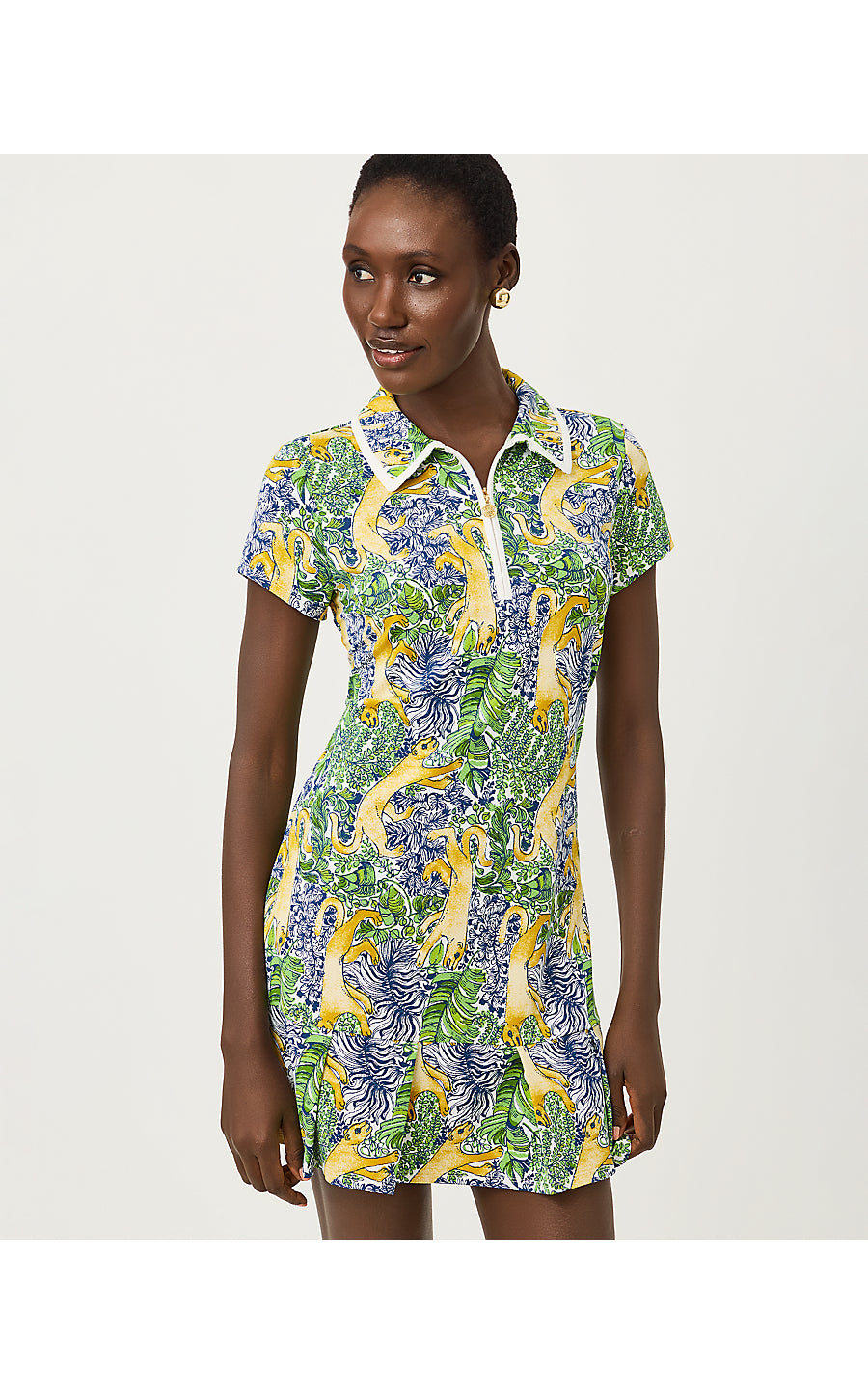 UPF 50+ Cayo Costa Pleated Dress Multi Lil Palm Prowl