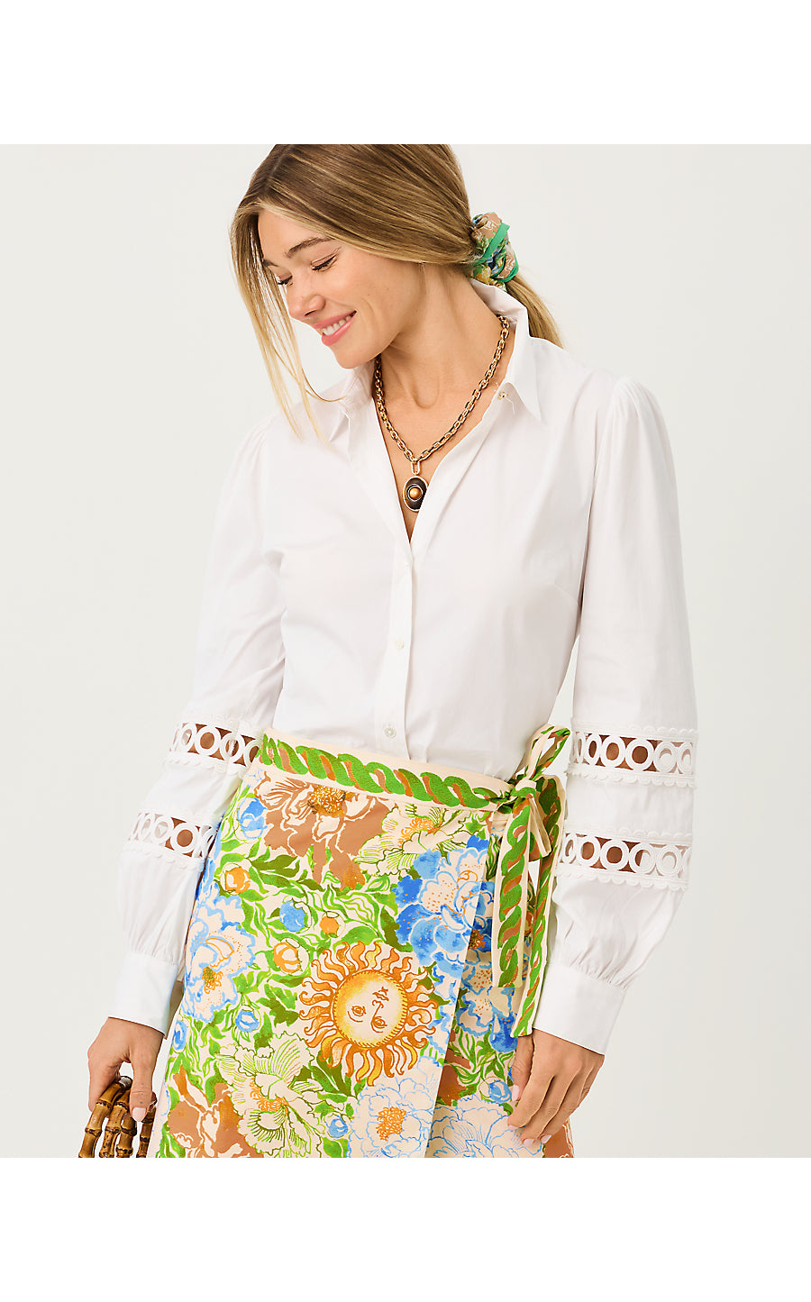 The Lace Inset Lilly Shirt Resort White