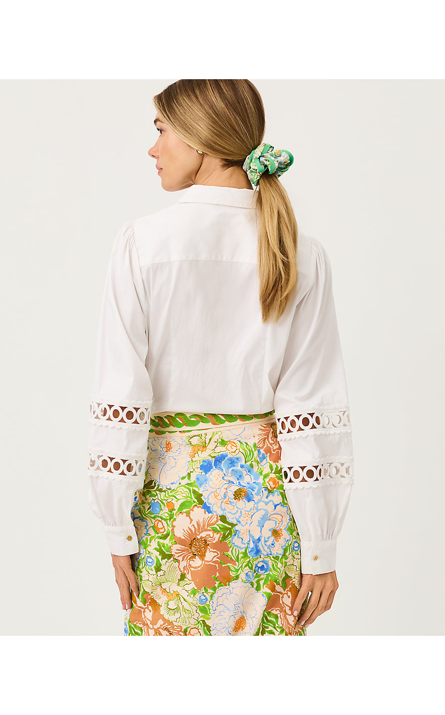 The Lace Inset Lilly Shirt Resort White