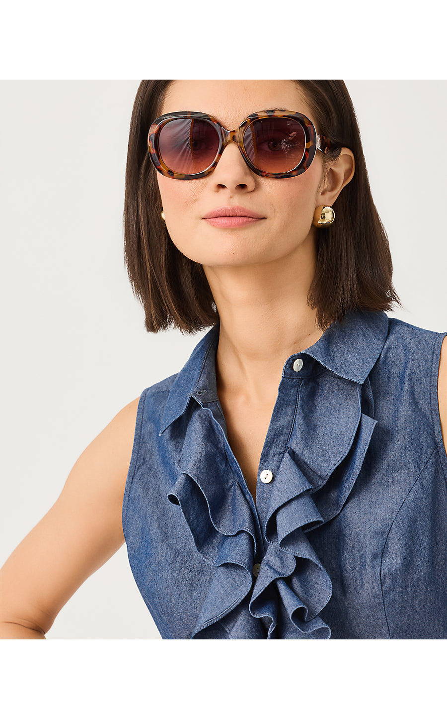 Fenly Sleeveless Top Indigo Chambray