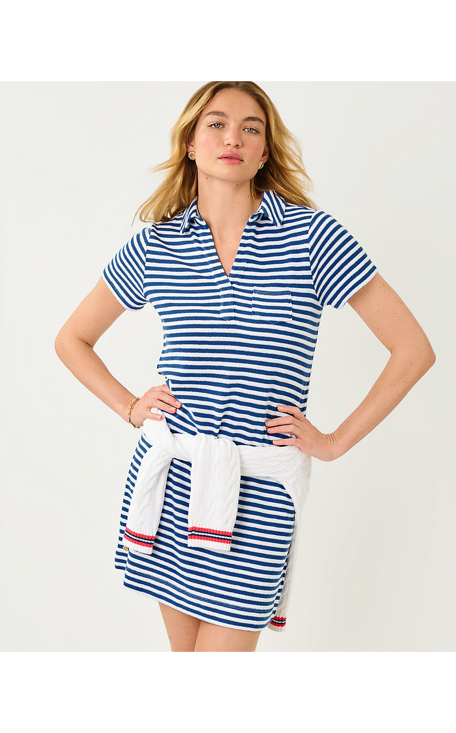 Dune Short Sleeve Dress Starlight Navy St Tropez Stripe