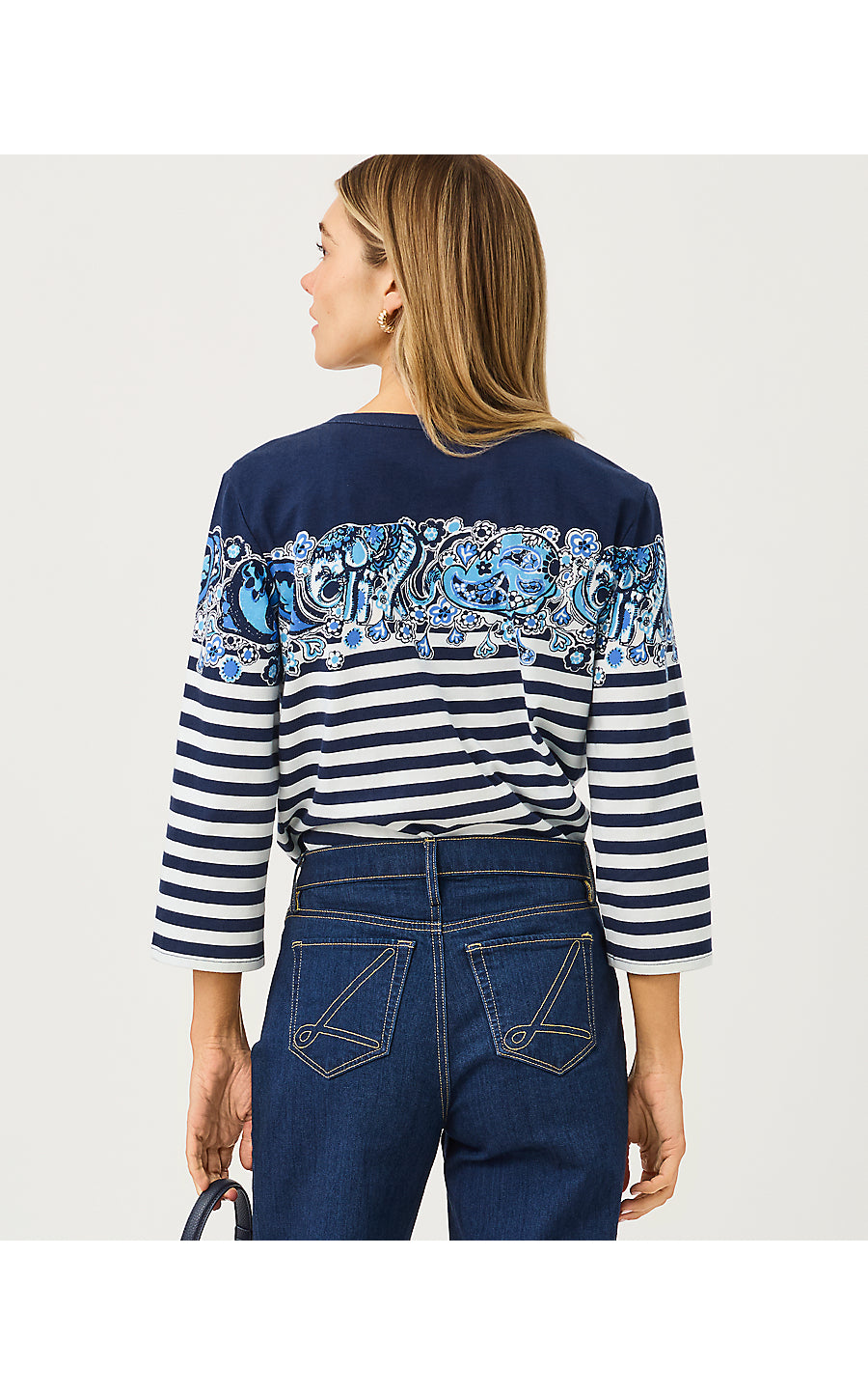 Clairmont 3/4 Sleeved Knit Top Low Tide Navy The Casbah Engineered