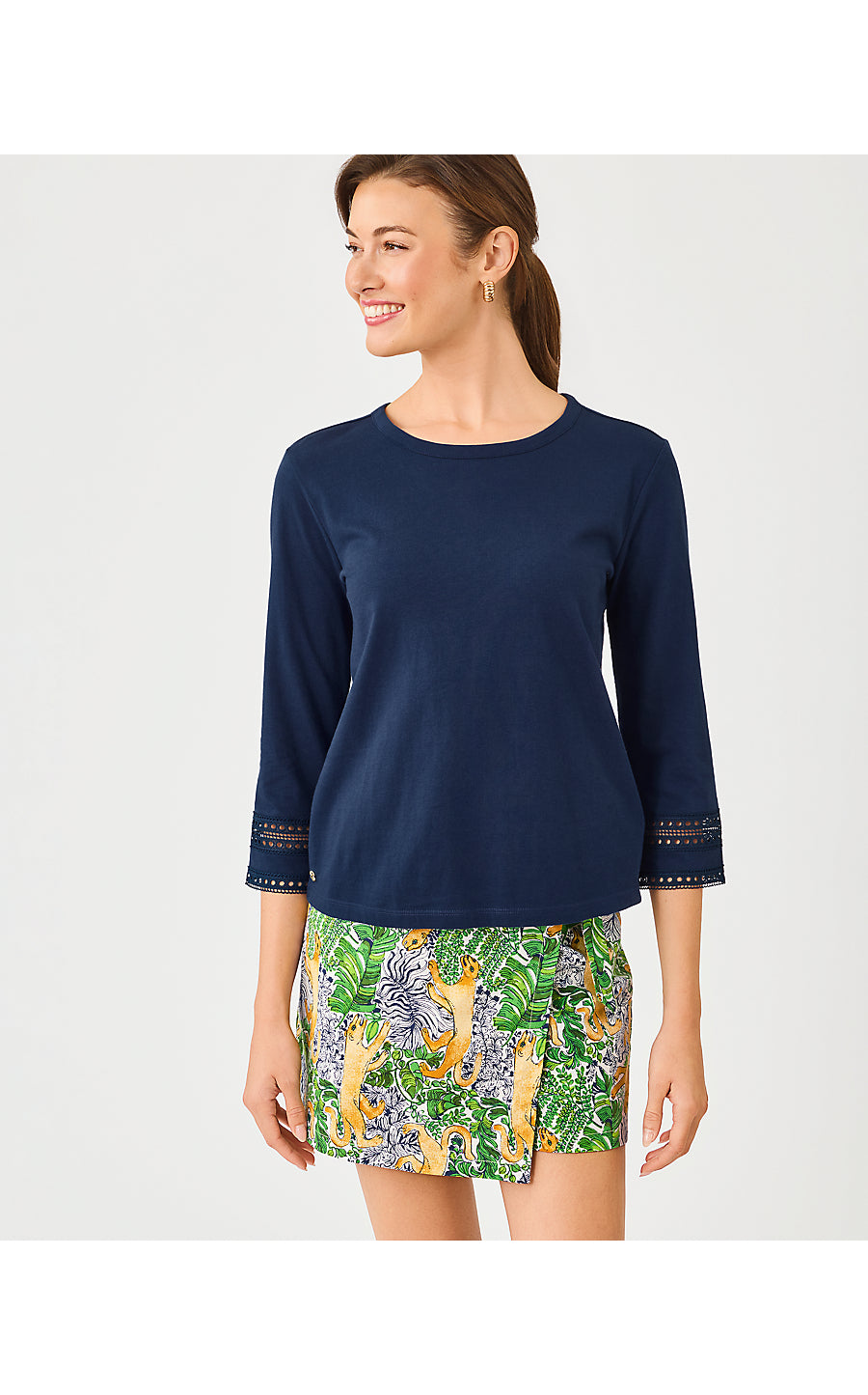 Clairmont 3/4 Sleeved Top Low Tide Navy