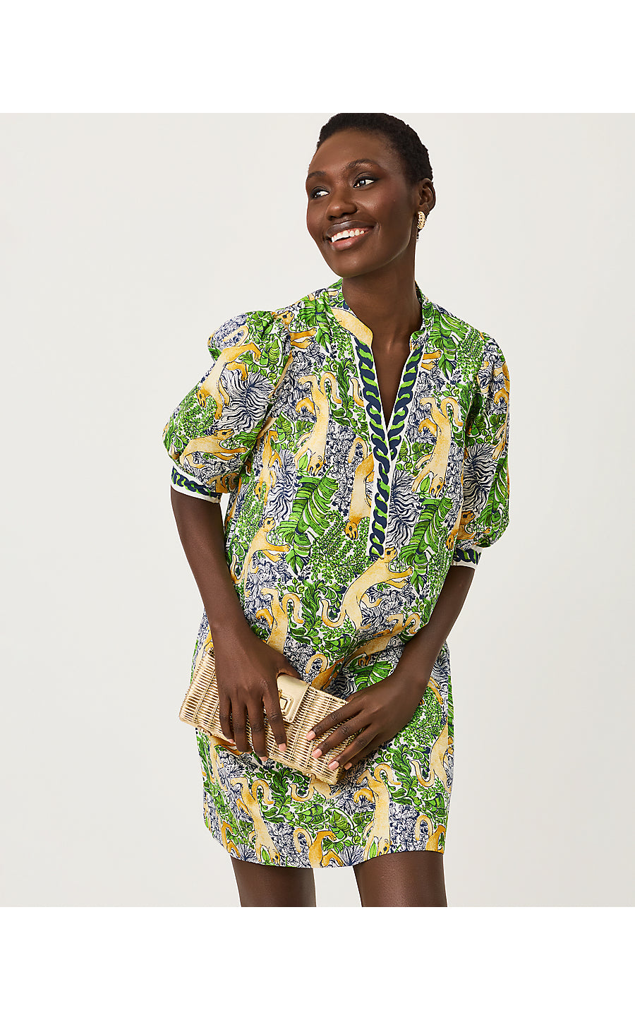 Mialeigh Elbow Sleeve Dress Multi Lil Palm Prowl Engineered