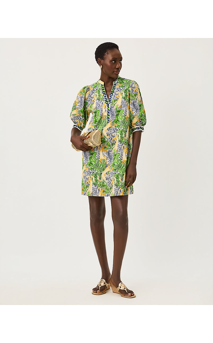 Mialeigh Elbow Sleeve Dress Multi Lil Palm Prowl Engineered
