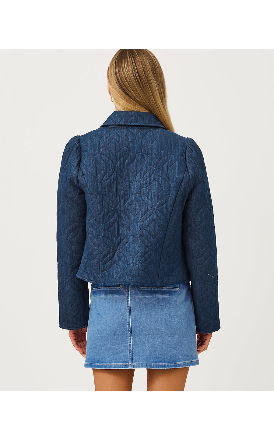 Peyser Quilted Denim Jacket Dark Wash Butterfly Quilted Indigo Denim