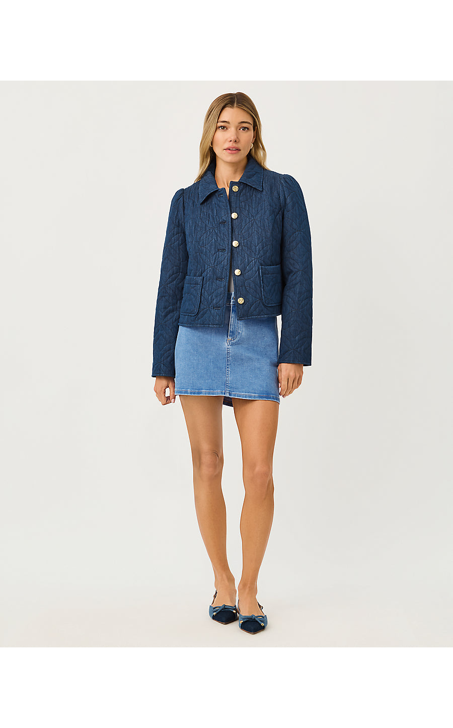 Peyser Quilted Denim Jacket Dark Wash Butterfly Quilted Indigo Denim