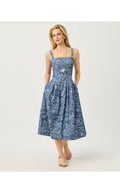 Calloway Midi Dress Indigo All Day Chambray Paisley Parade Pigment