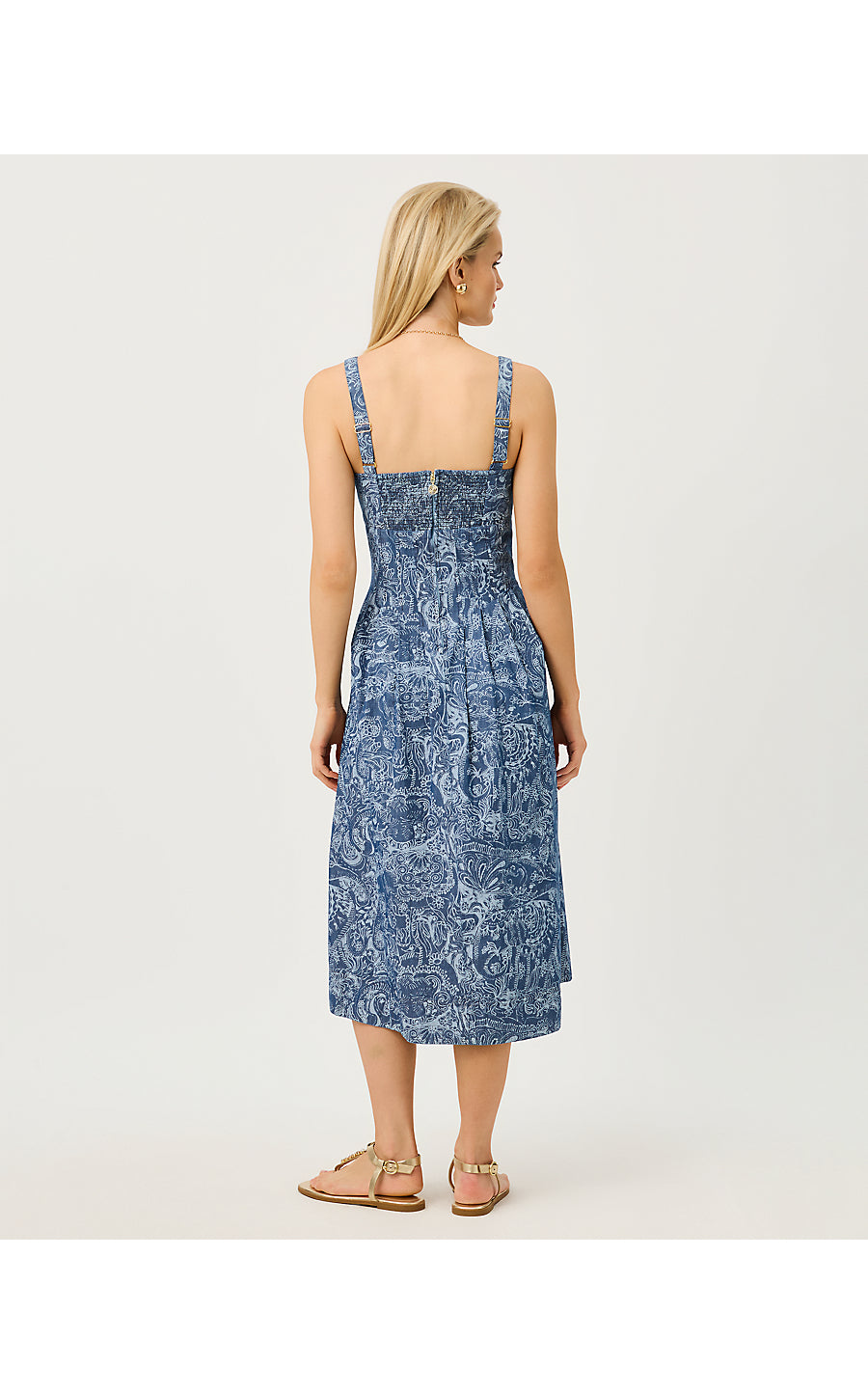 Calloway Midi Dress Indigo All Day Chambray Paisley Parade Pigment