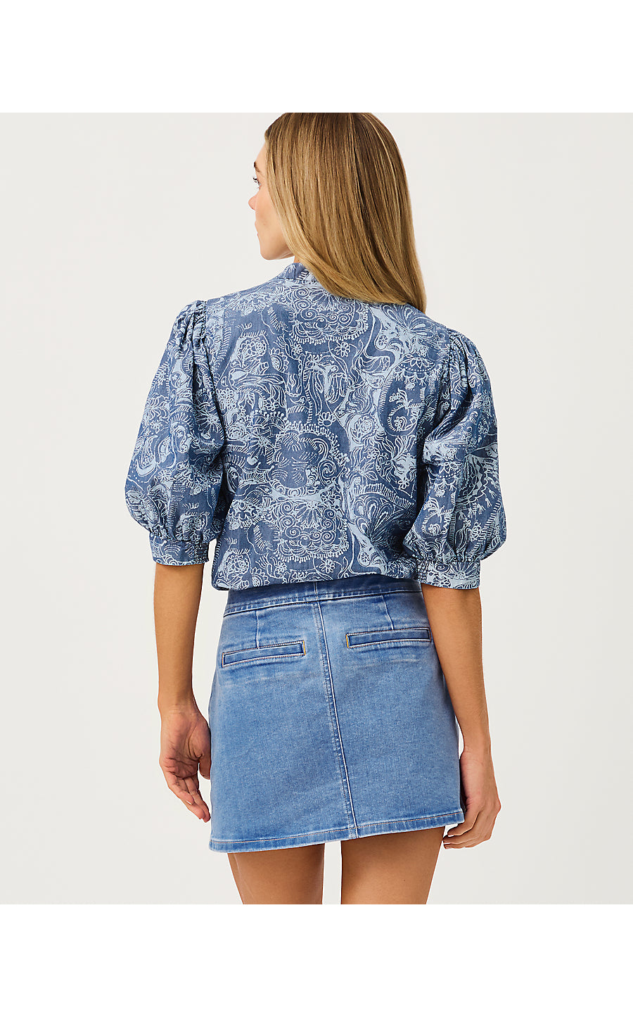 Mialeigh Top Indigo All Day Chambray Paisley Parade Pigment