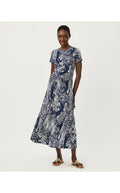 UPF 50+ Alma Midi Dress Low Tide Navy Palm Prowl