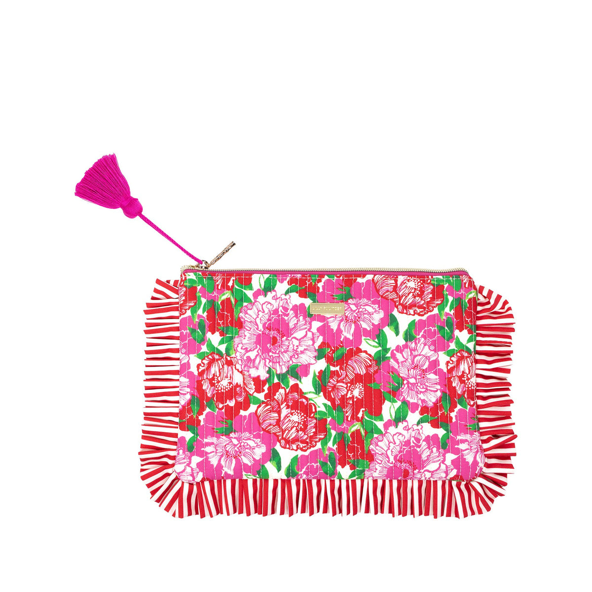 Quilted Ruffle Pouch, Maggies Bouquet