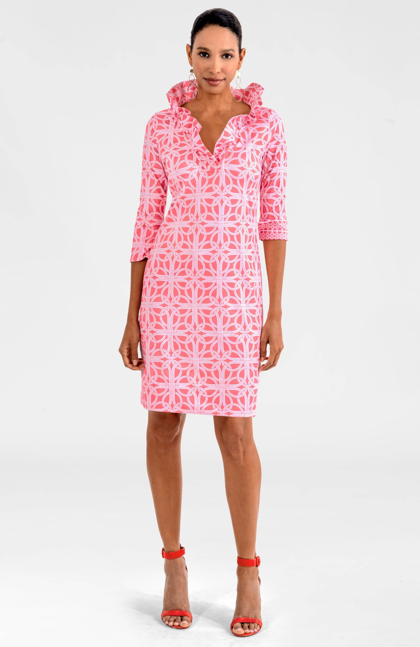 Jersey Ruffneck Dress - Ring Toss: Melon