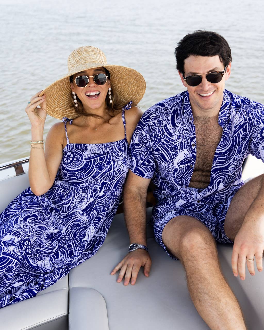 Womens Margaritaville Blue Sailor Print Resort Dress: Blue