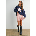 Drop Shoulder Star Pattern Sweater - BMW7756