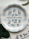 Dog Days of Summer Cake Plate - Black & White on Ice Blue Gingham