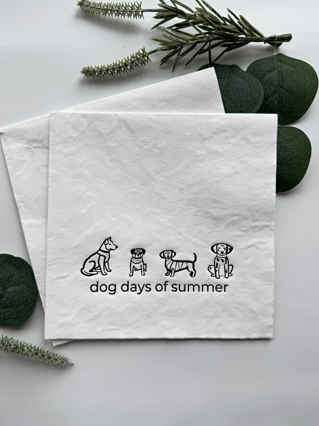 Dog Days of Summer Black and White Cocktail Napkins | Set 16