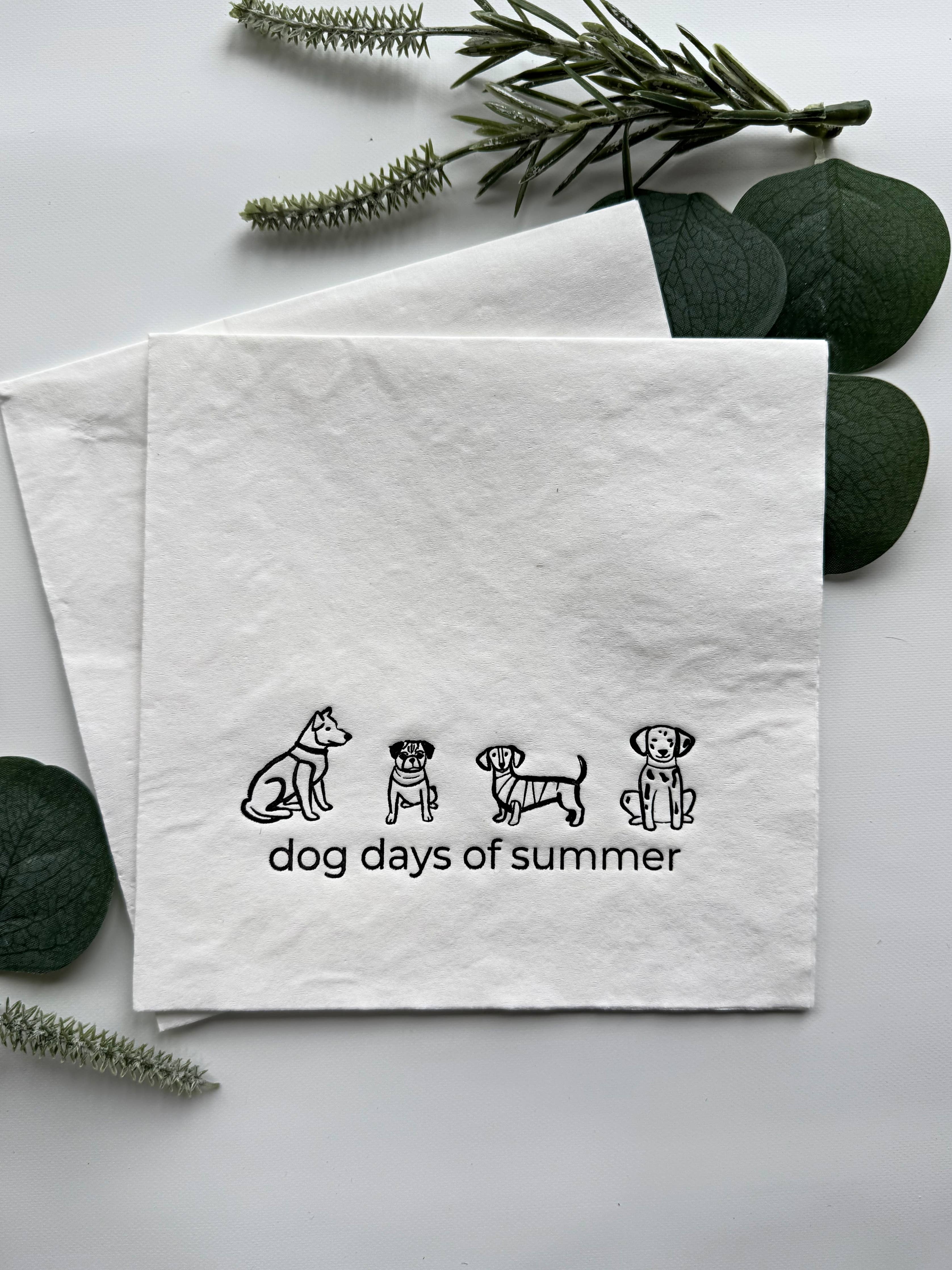 Dog Days of Summer Black and White Cocktail Napkins | Set 16