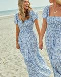 Womens Light Blue Oyster Print Maxi Dress: Light Blue